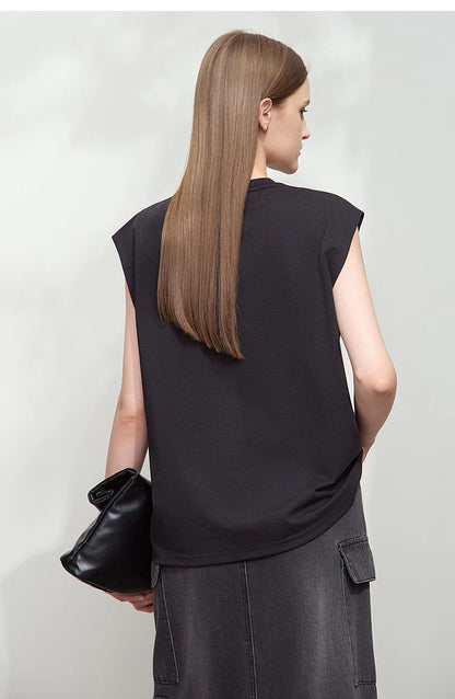 Damen T-Shirt mit Rundhalsausschnitt und besticktem lockeren Design für den Sommer