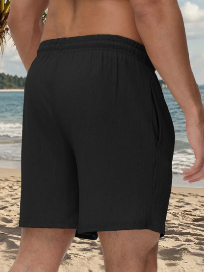 Leichte Herren-Sportshorts aus Eisseide – lockere, knielange Sommerhose in Schwarz