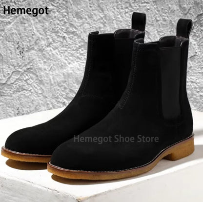 Herren-Chelsea-Boots aus Wildleder, schwarz, mit seitlichem Elastikeinsatz