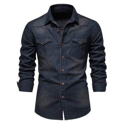 Herren Langarm Hemd aus elastischer Baumwolle im Casual Stil für Designer Kleidung
