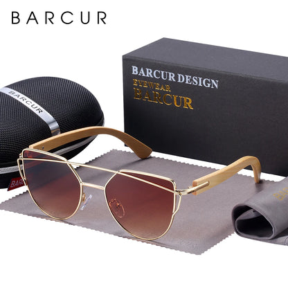 Damen-Sonnenbrille Holz Katzenauge polarisiert Luxus Geschenkbox