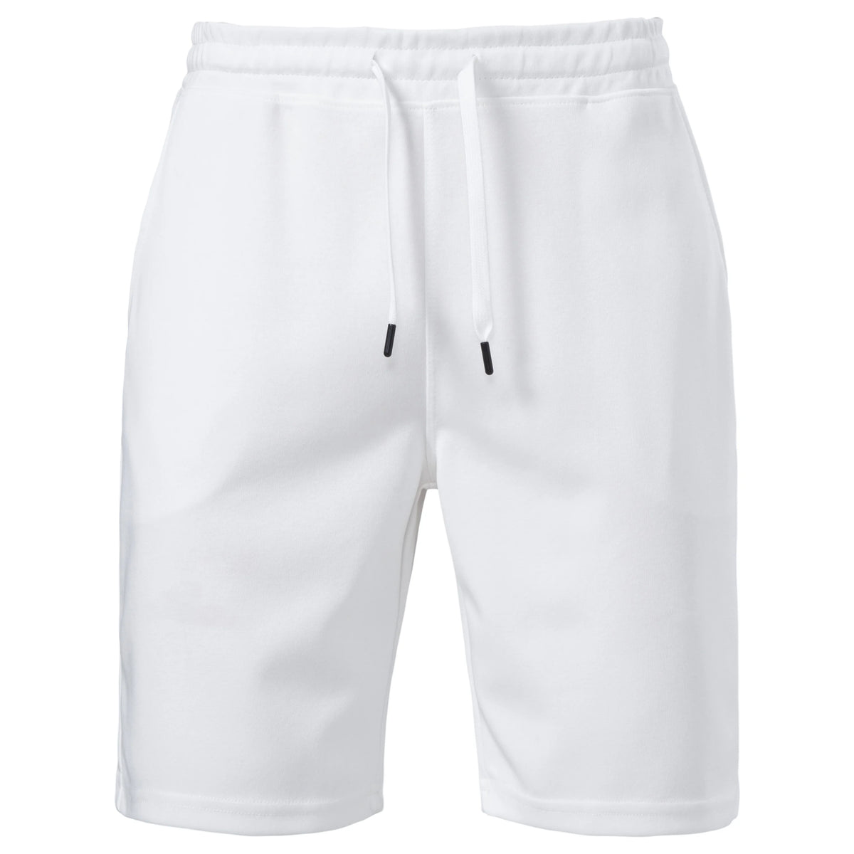 Herren-Shorts mit elastischem Bund und Kordelzug, weiß, bis zur Kniehöhe