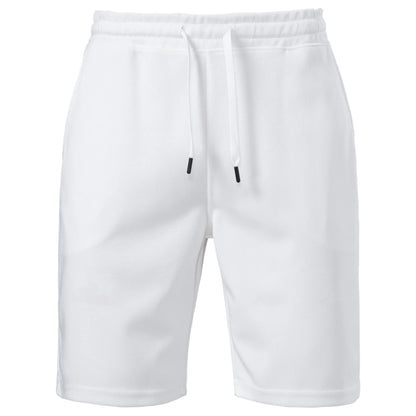 Herren-Shorts mit elastischem Bund und Kordelzug, weiß, bis zur Kniehöhe