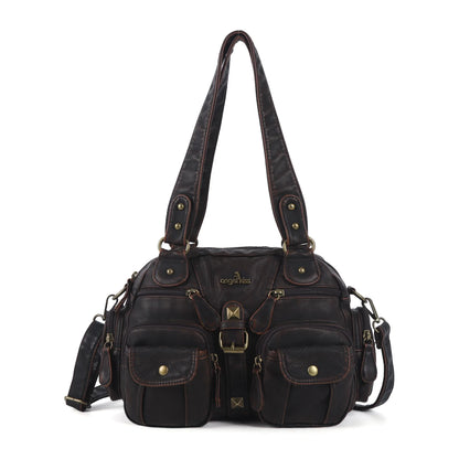 Damen-Handtasche Vintage Satchel Top-Handle Kunstleder Mit Mehreren Taschen und Innentaschen