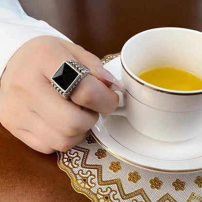 Damen-Ring Cocktail Ethno-Schädel schwarz aus Sterlingsilber