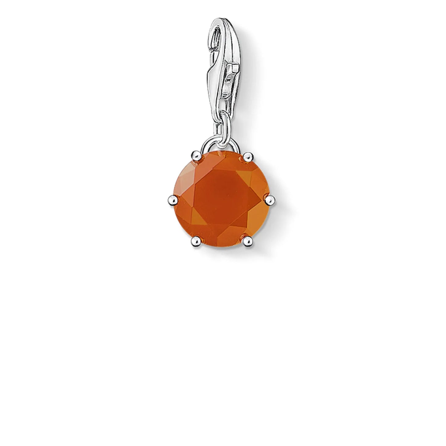 Sterlingsilber-Anhänger mit rundem orangefarbenem Facettenstein und Öse
