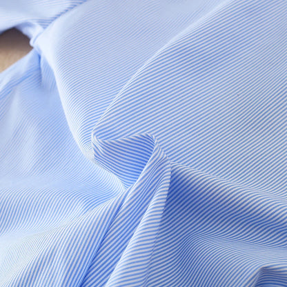 Mädchen-Langarmshirt, Kinder-Bluse mit Spitzenkragen, passend für Kinder im Alter von 5 bis 12 Jahren, 100 % Baumwolle, blau gestreifte Kleidung für Kinder