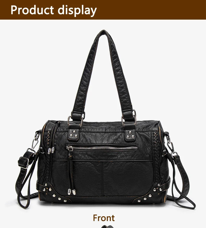 Damen-Handtasche aus weichem Bronzeleder Großes Fassungsvermögen mit Innenfächern Alltagstauglichkeit