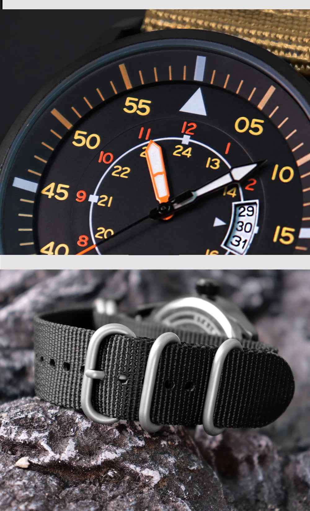 Herren-Quarzuhr mit Nylonarmband für Alltag und Freizeit