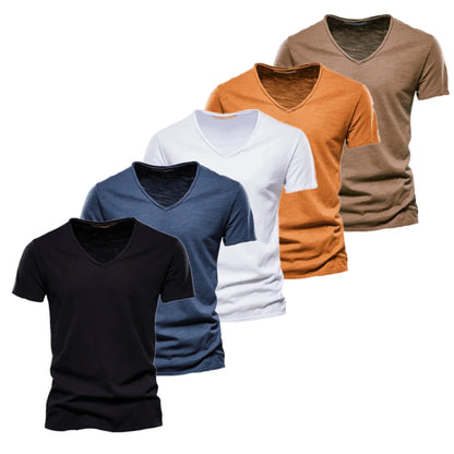 Herren T-Shirt im Casual-Stil mit V-Ausschnitt in einfarbigem Design