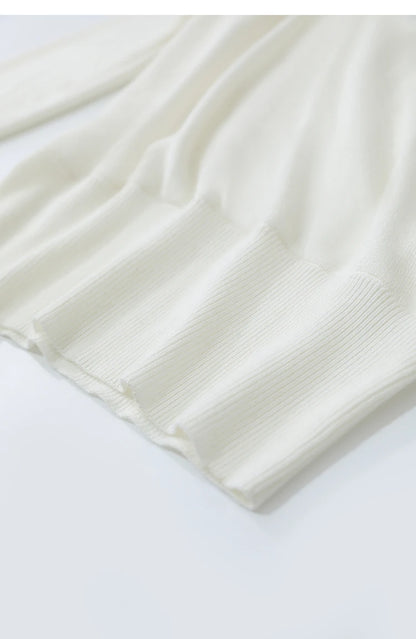 Damenstrickpullover Ärmelbündchen und Saum, ecru, gerippter Abschluss
