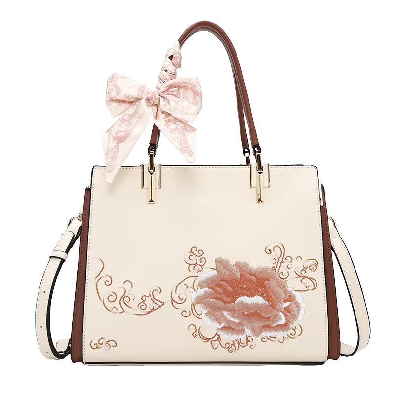 Damen Tasche Aus Splitleder Mit Reißverschluss Im Chinesischen Stil