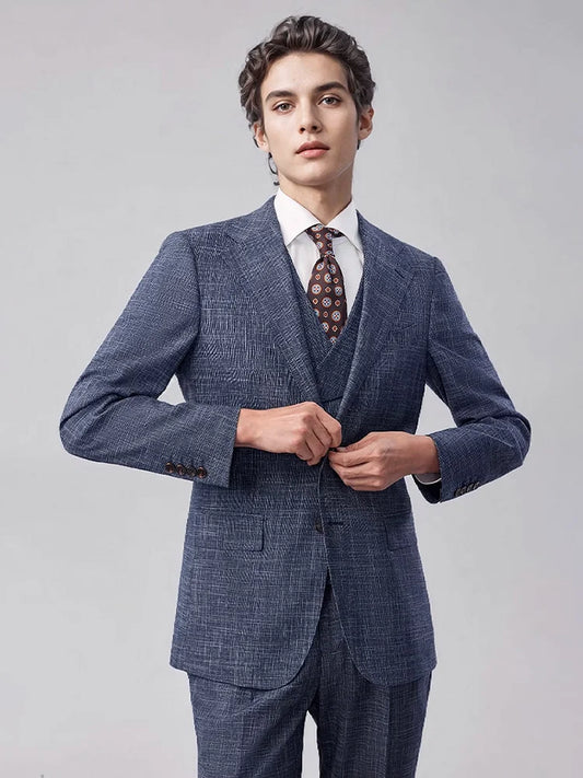 Lange Herren-Anzughose in Blau – Elegante Business- und Hochzeitsmode für Herbst und Winter