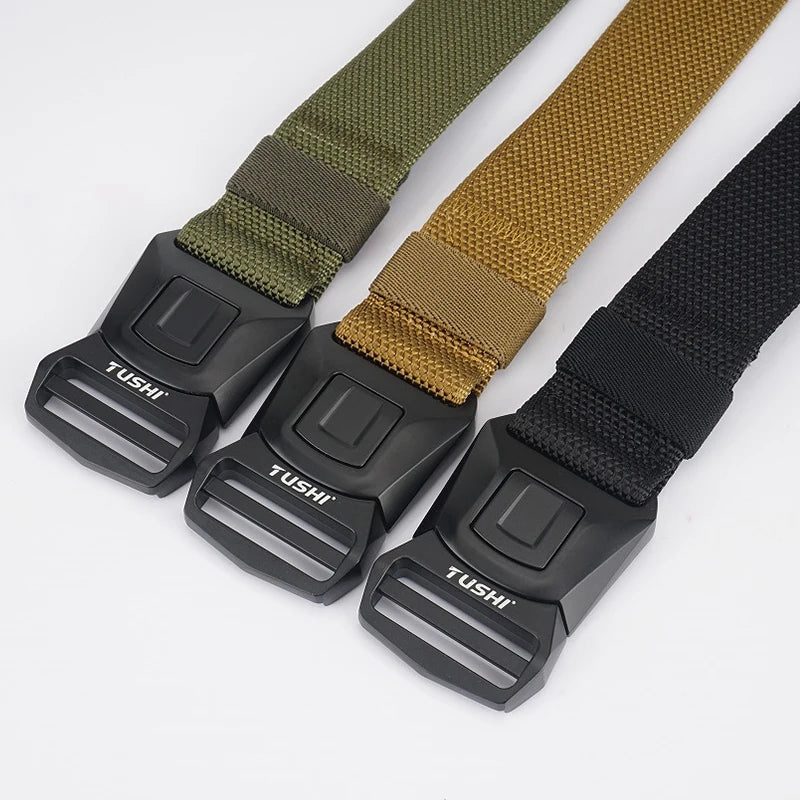 VATLY Nylon Casual Gürtel Herren Schnellverschluss Military Tactical Braun