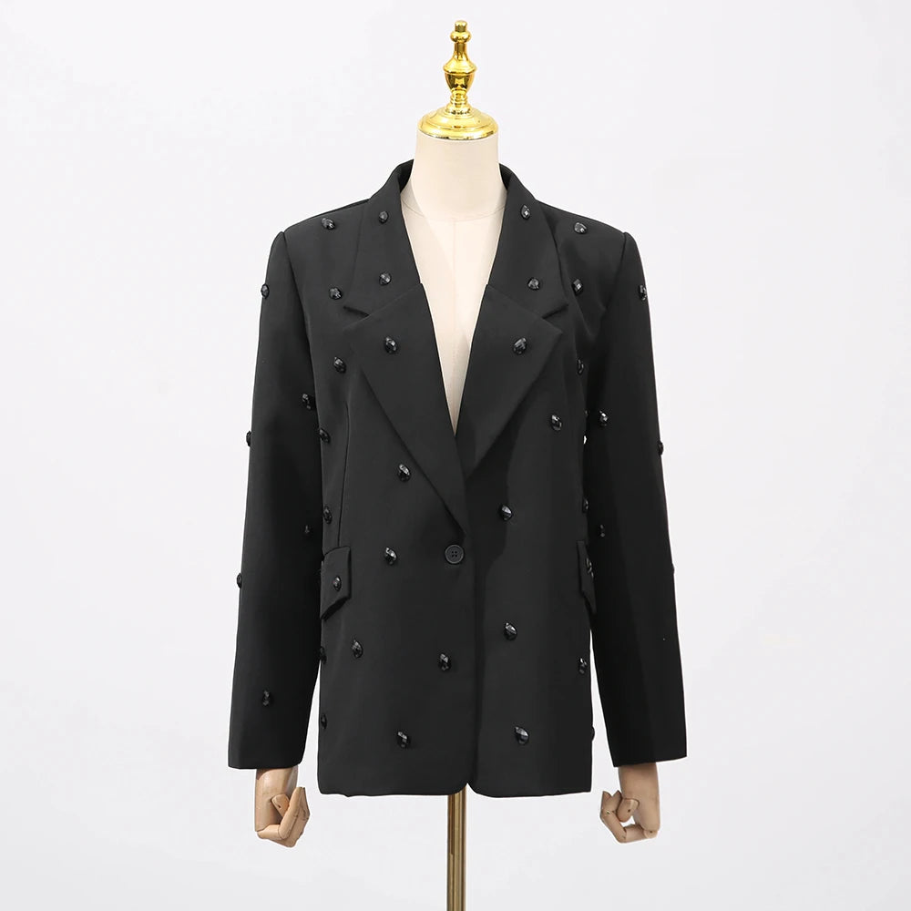 Elegantes Damenkleid mit Rundhalsausschnitt, langen Ärmeln und Patchwork-Design in lockerer Passform.