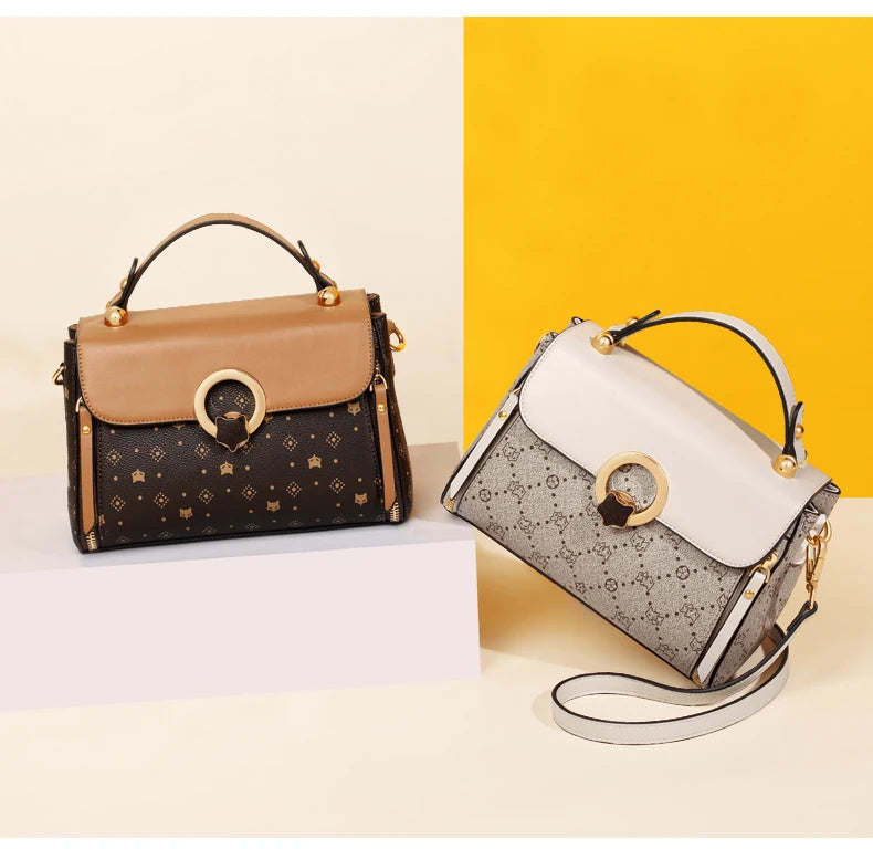 Damen Crossbody Tasche Aus PVC Leder Im Vintage Stil