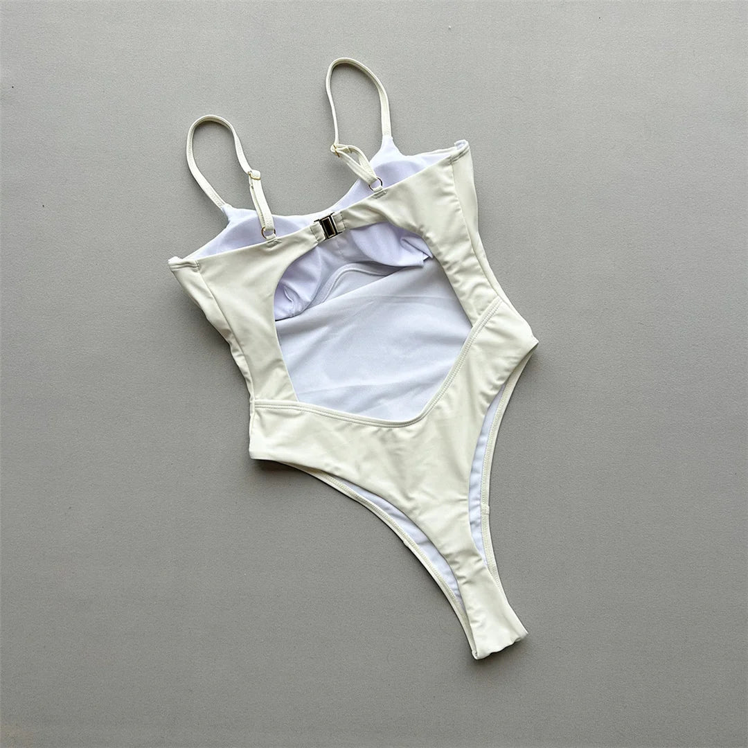 Damen-Badeanzug Cut-Out Bügel Micro-Tanga Weste gepolstert