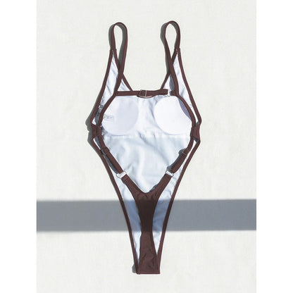 Damen Badeanzug hoher Beinausschnitt Monokini Micro Tanga rückenfrei