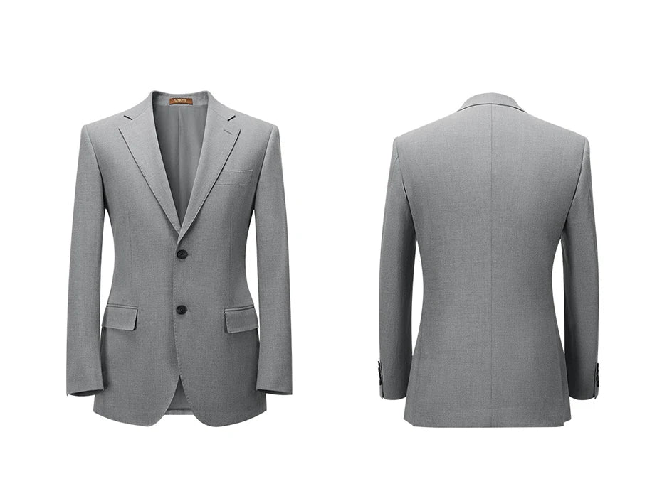 Herren-Anzugset mit Blazer und Hose in tiefem Blau und Khaki – modischer Seersucker für Frühling und Sommer, ideal für Hochzeiten und Büro.