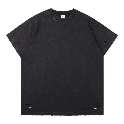 Herren Übergroßes T-Shirt mit Zerrissenen Löchern für Lässige Streetwear im Sommer