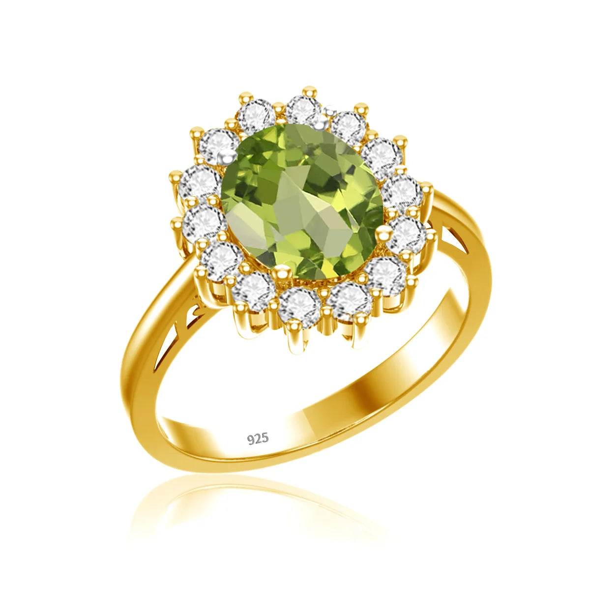 Damen-Ring aus Silber 925 mit Ovaler Schliff Peridot 8x10mm Vintage Stil Handgefertigt
