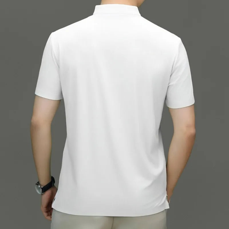 Herren T-Shirt im Chinesischen Stil mit Stehkragen und lässiger Passform