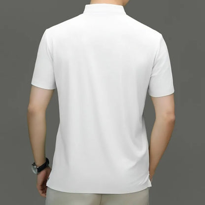 Herren T-Shirt im Chinesischen Stil mit Stehkragen und lässiger Passform