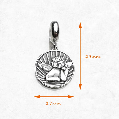 Damen-Charm-Anhänger Schutzengel Scheibe Disc aus Sterlingsilber