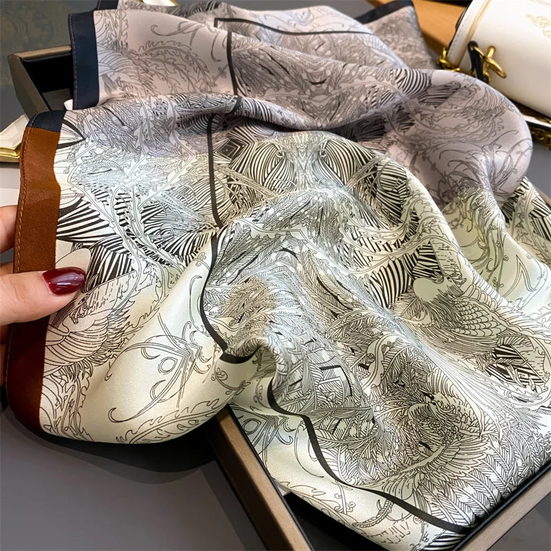 Damen Seidenschal quadratisch 70cm Halstuch Bandana Hijab Pashmina F