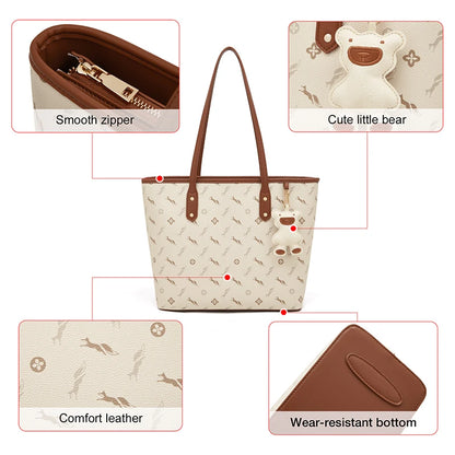 Damen-Handtasche aus PU-Leder mit großer Kapazität und Reißverschluss für Alltag und Freizeit