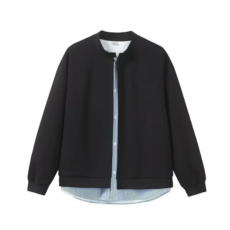 Herren Strickjacke mit gestreiftem Shirt im koreanischen Y2K Vintage Stil
