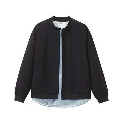 Herren Strickjacke mit gestreiftem Shirt im koreanischen Y2K Vintage Stil