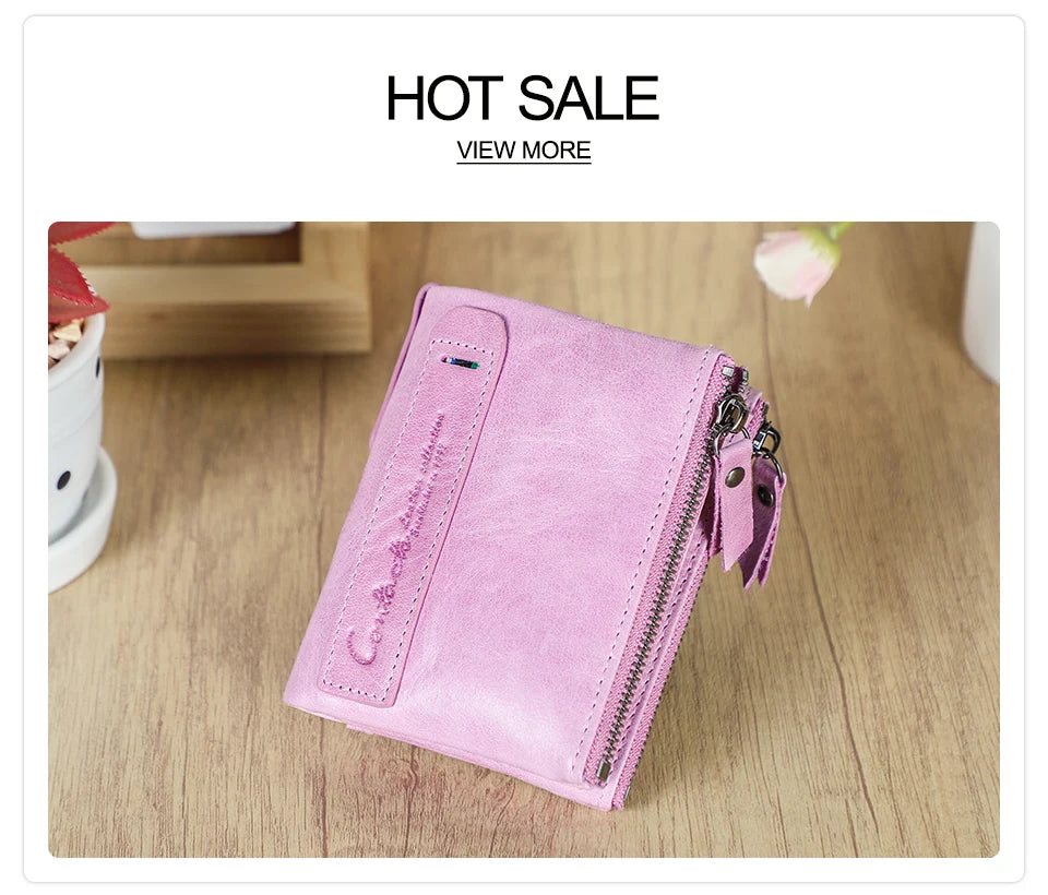 Damen Echtleder Geldbörse Bifold Luxus Retro Fotofächer Kartenhalter Reise Geschenk