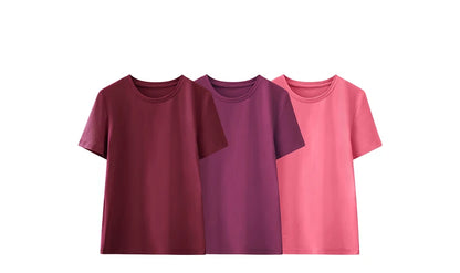 Damen T-Shirt im minimalistischen Stil mit lässigem O-Ausschnitt und kurzen Ärmeln