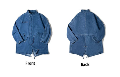 Retro M65 Denim Fischschwanz Trenchcoat – Stilvoller Lässiger Look