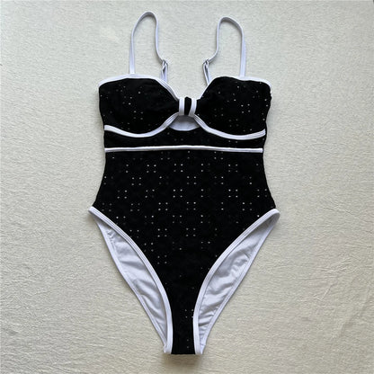 Damen-Badeanzug Cut-Out High-Leg Monokini Weste gepolstert 2026