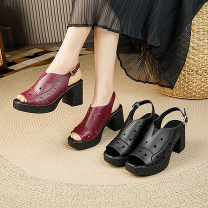 AIYUQI Damen-High-Heels-Sandalen aus echtem Leder, 2025, neue Plattform, weibliche Sommersandalen, Fischmaul-Sandalen für Damen