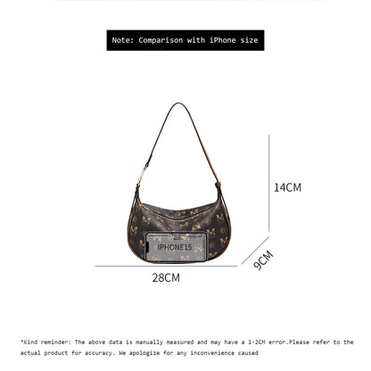 Damen Schultertasche aus PVC-Leder im Retro-Hobo-Stil mit großem Fassungsvermögen