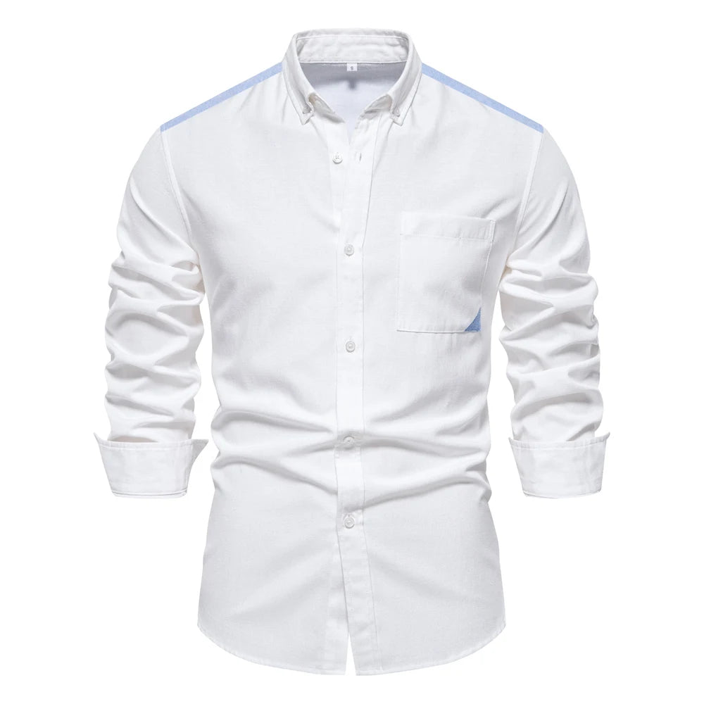 Herren Patchwork Hemd Aus Atmungsaktivem Oxford Stoff Für Den Langlebigen Look