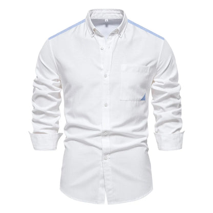 Herren Patchwork Hemd Aus Atmungsaktivem Oxford Stoff Für Den Langlebigen Look
