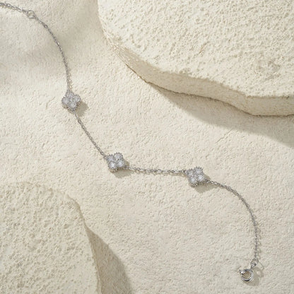 Damen-Armband mit Kleeblatt-Moissanit aus Sterlingsilber