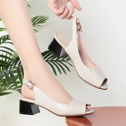 Damen Leder Sandalen Fischmaul Mode