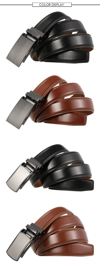 Herren Ledergürtel Braun 31 mm Ohne Lochung Mit Automatischer Schnalle Aus Naturleder