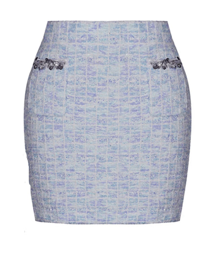 Eleganter Damen-A-Linien-Rock mit hohem Bund und Patchwork-Design im minimalistischen Stil