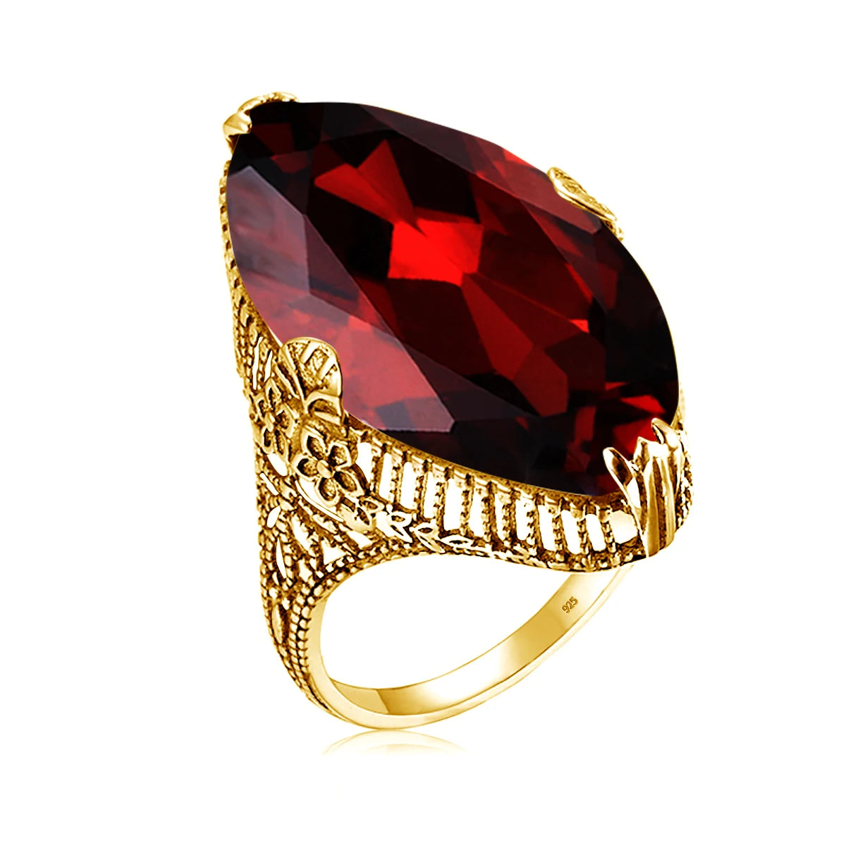 Damen-Ring aus Silber 925 mit Olivgrünem Peridotstein in Filigraner Silberfassung Luxus Schmuckstück