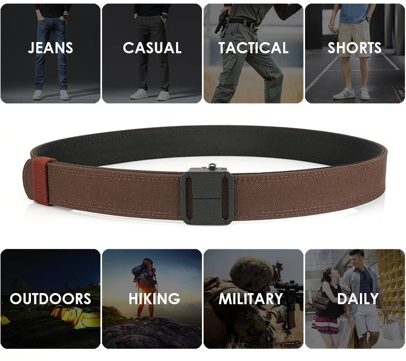 Herren-Taktischer Gürtel mit automatischem Schnallenverschluss aus Nylon Outdoor und Alltag