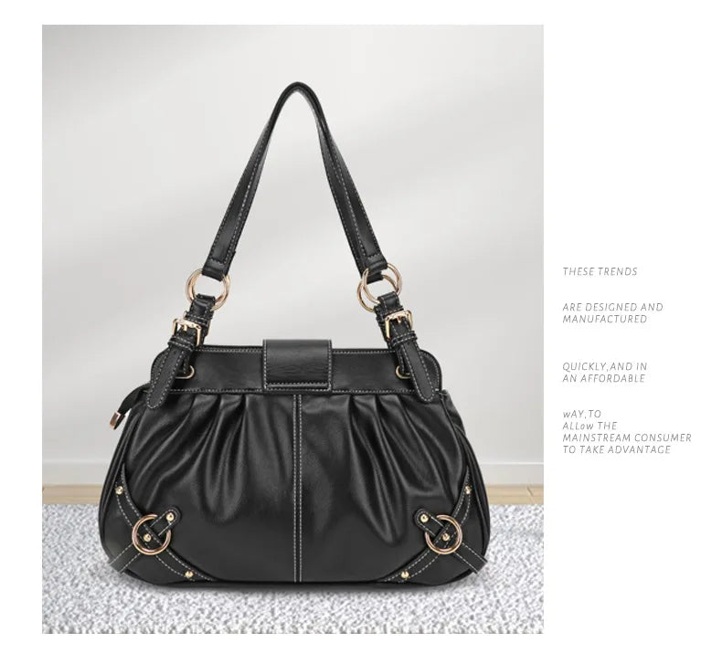 Damen-Schultertasche aus PU mit Reißverschluss Großes Fassungsvermögen und Innenfächern für Alltag