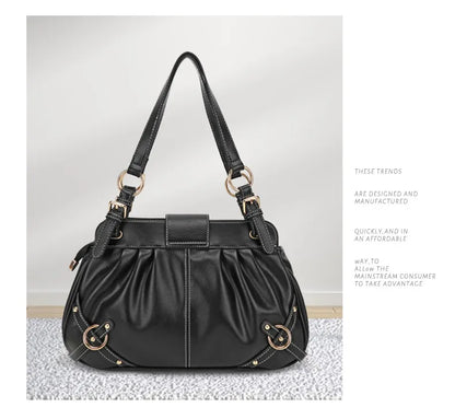 Damen-Schultertasche aus PU mit Reißverschluss Großes Fassungsvermögen und Innenfächern für Alltag