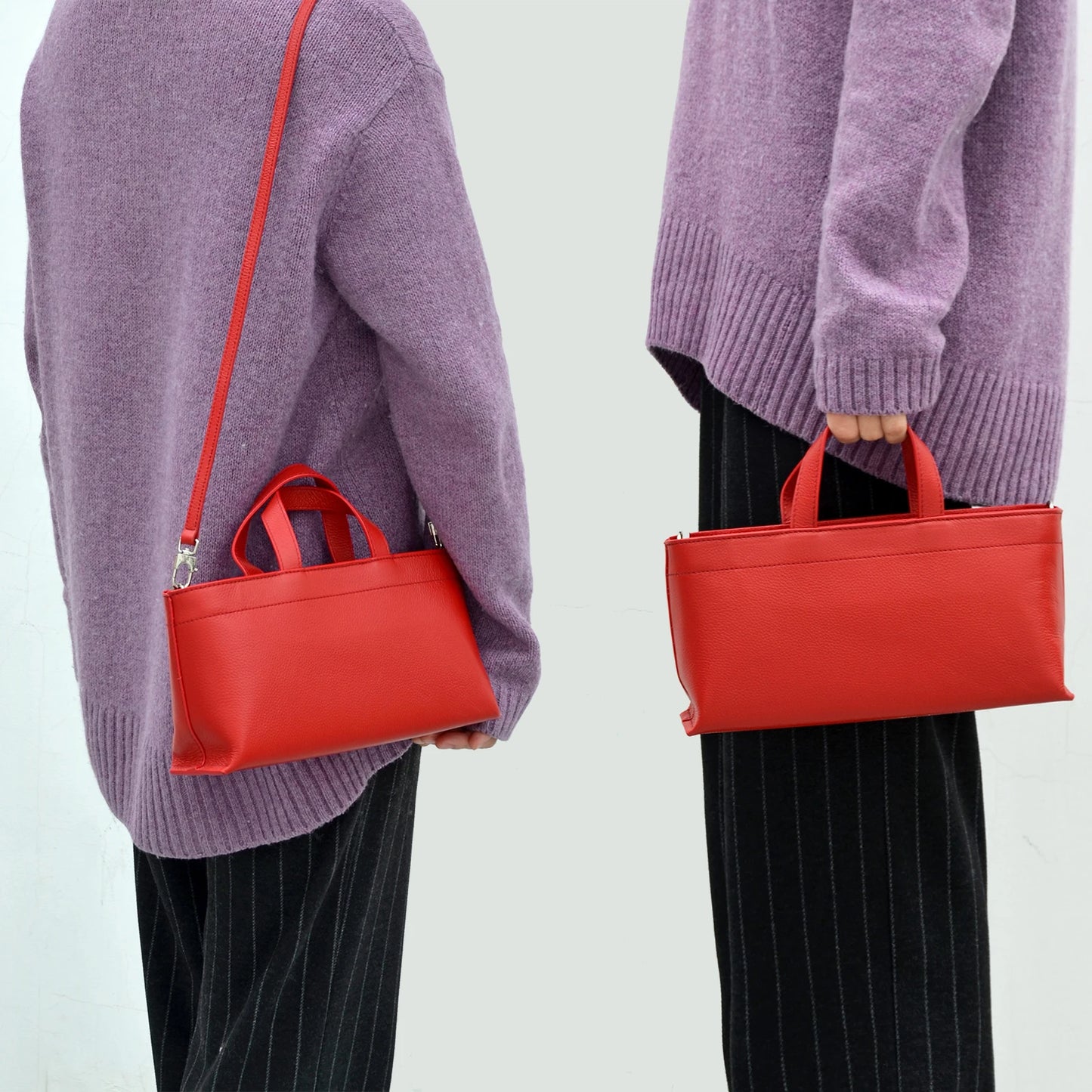 Damen-Handtasche Rot Aus Vollnarbigem Leder | Schultertasche Top-Handle