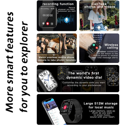Smartwatch mit 3D Zifferblatt, Videoaufnahme und BT Anrufen für Erwachsene